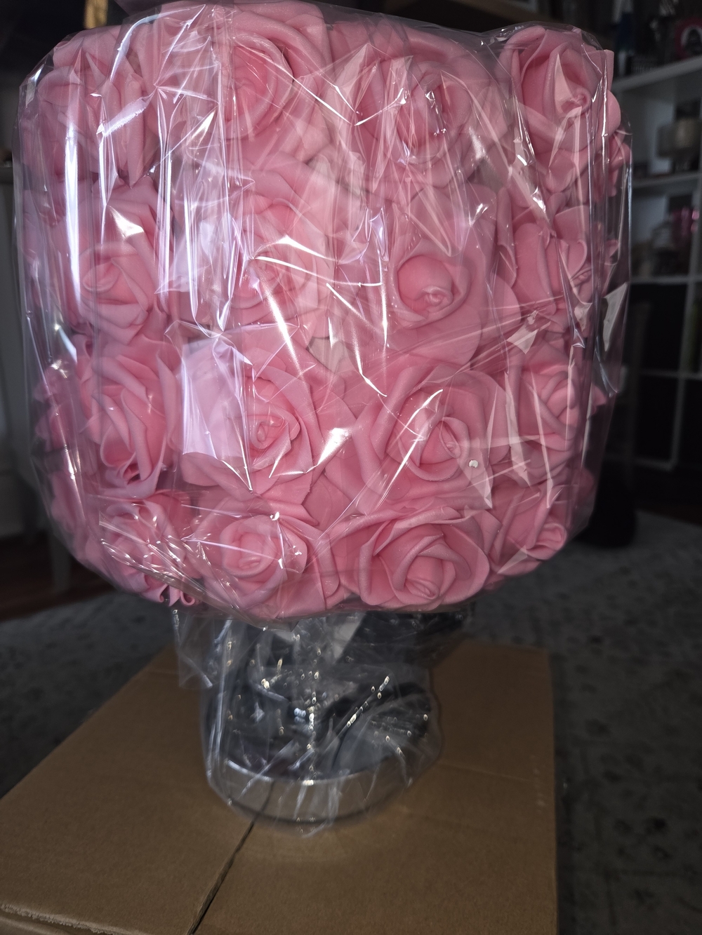 Pink Rose Ball Lucite and Silver Lamp. New In Box, PIER 1